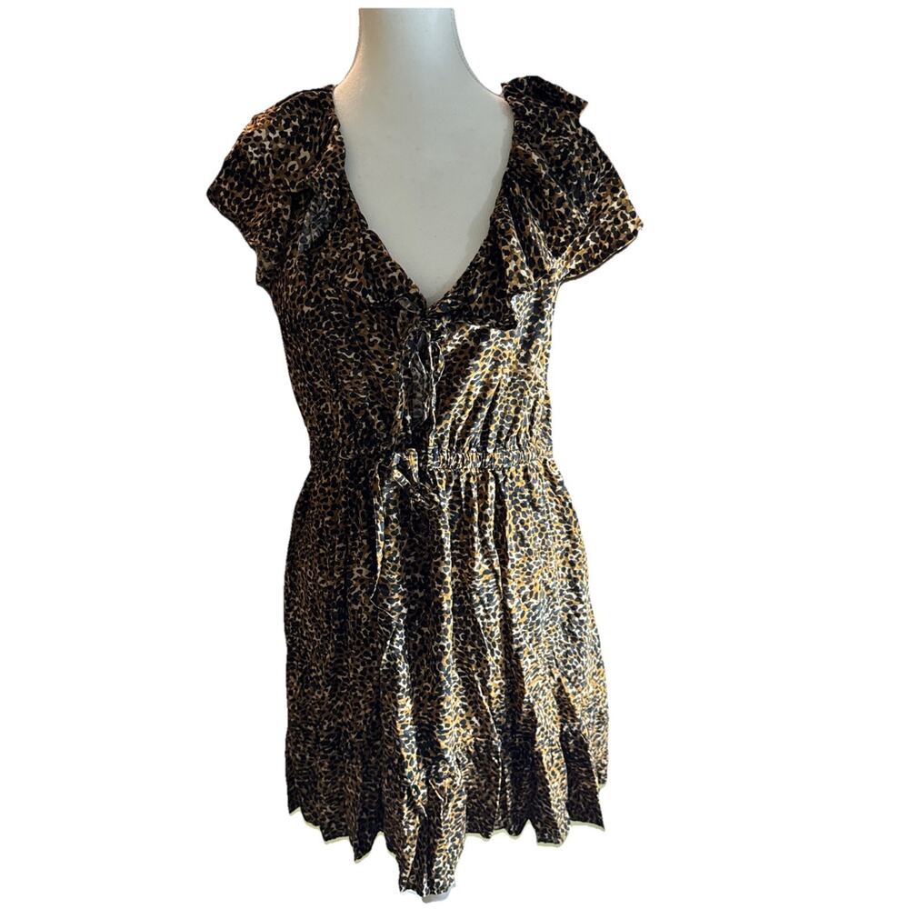 Women's Old Navy Leopard Fit & Flare‎ Dress Size: Large comfy ruffle